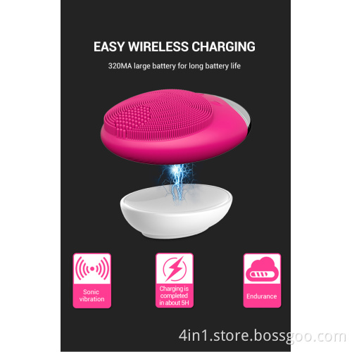 Wireless charging facial cleaning brush